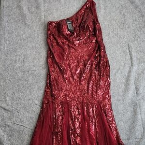 Giffniseti NWT Mermaid Sequin Maxi Evening Dress Women's 3XL Red Vamp Fairy Goth